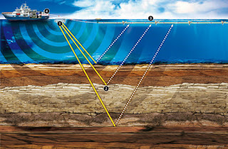 Ondas sísmicas reflejadas en el fondo oceánico