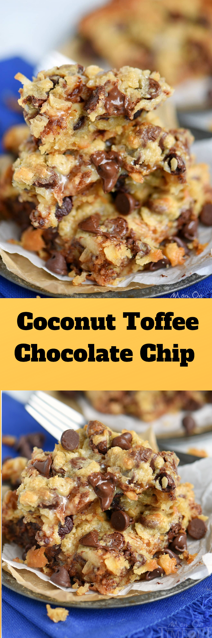 Coconut Toffee Chocolate Chip Cookie Bars