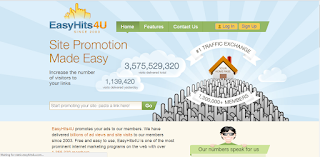 EasyHits4U adalah situs yang memfasilitasi trafik pengunjung di referal link, blog, dan website sahabat dengan pertukaran sesama member di seluruh dunia.