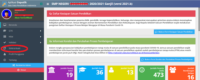 Memunculkan Menu Sinkronisasi di Akun Dapodik Kepala Sekolah