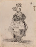 Madwoman Who Sells Delights by Francisco Goya - Genre Drawings from Hermitage Museum