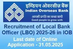 IOB Local Bank Officer Vacancy Recruitment 2025