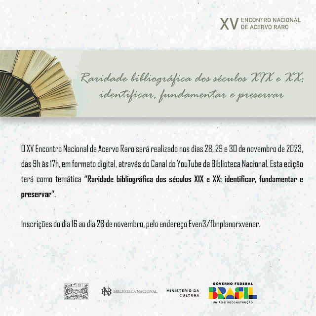 Cartaz alusivo ao XV Encontro Nacional de Acervo Raro (ENAR).