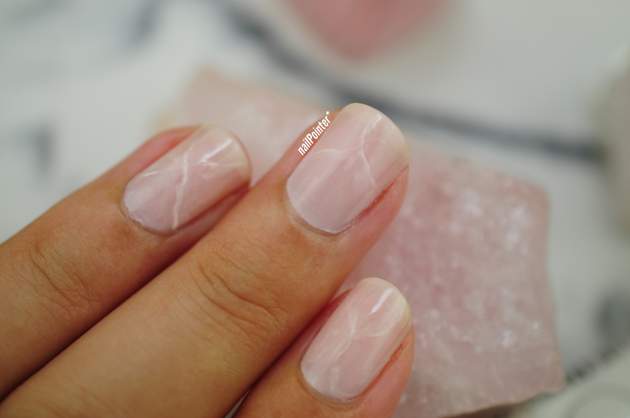 Rose Quartz Nail Design using Essie, Nails Inc and Acrylic Paint