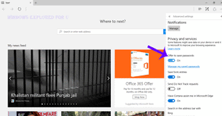 How to make Microsoft Edge Offer to save Password in Windows 10