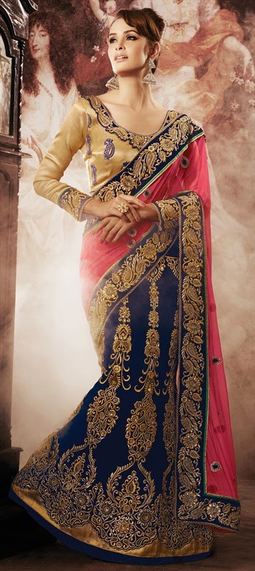 new lehnga style wedding sarees 2015