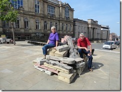 Elaine and Edward at Hope Street "A Case History" sculpture and Liverpool Institute High School for Boys where Paul McCartney went to school
