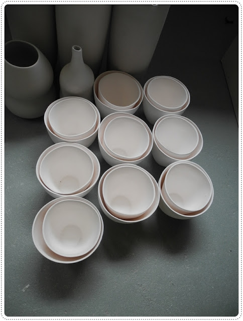 Bisced fired slip cast porcelain organic cups - two sizes...