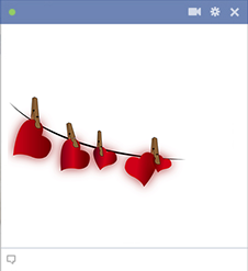 Clothesline Hearts Facebook Emoticon