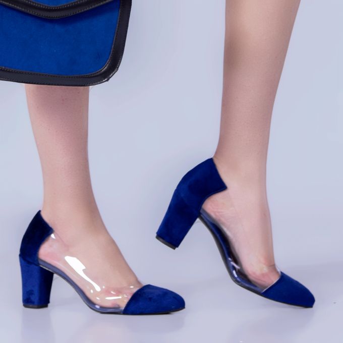  Generic Suede Plexi Heeled Shoes - Blue