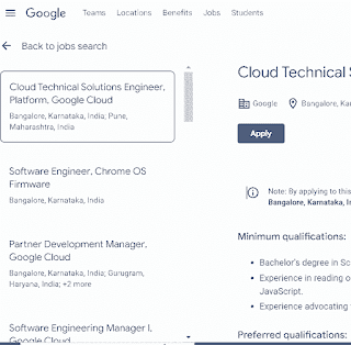 GOOGLE CLOUD TECHNICIAL SOLUTION ENGINEER RECRUITMENT | गूगल क्लाउड के बैंगलोर ब्रांच में रिक्त पदों पर भर्ती