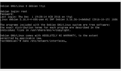 Cara Konfigurasi IP Address Debian 8 (Jessie)