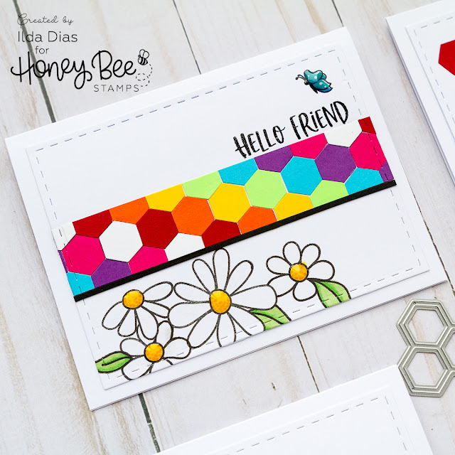 Honey Bee Stamps Cheerful Card Set - Using Hexagon Scraps by ilovedoingallthingscrafty