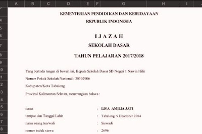 Aplikasi Pengolah Nilai dan Cetak Ijazah SD  Aplikasi Pengolah Nilai dan Cetak Ijazah SD 2018