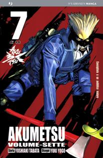 Akumetsu 7 - 1 Maggio 2008 | CBR 215 dpi | Mensile | Fumetti | Manga | Shounen | Azione | Fantasy
Akumetsu è un shounen manga di Yoshiaki Tabatae Yuki Yogo per la Akita Publishing, mentre in Italia la pubblicazione è stata a cura della J-Pop.
Un nuovo eroe mascherato è apparso in Giappone, il suo nome è Akumetsu! Un vendicatore mascherato pronto ad estirpare il male e la corruzione radicata nella società. Il nostro eroe non guarda in faccia nessuno, cinico spietato è disposto a dare «il buon esempio» ad ogni costo. Nelle sue mire finiscono politico corrotti, perversi uomini di potere, bancari senza scrupoli e poliziotti lassisti. Tutti pagheranno con la vita! Nessuno ha scampo se entra nella lista nera di Akumetsu, che è pronto a tutto pur di estirpare il male, anche a farsi esplodere! La morte nel compimento del suo dovere non ferma assolutamente Akumetsu: in fondo qui si parla di estirpare il male!
Questo è solo uno dei misteri che il nostro vendicatore mascherato si porta dietro; che legame c'è tra lui ed il liceale Sho Azama? Come può essere in più posti nello stesso momento? Shiina Nagasawa ha veramente scoperto chi è Akumetsu? Riuscirà la polizia a fermare il giustiziere?
Il manga presenta situazioni action ad alto contenuto spettacolare, Akumetsu risolverà i «casi» nelle maniere più impensate e devastanti. Ogni numero non da respiro e i momenti per rilassarsi si contano su poche pagine.
Il tratto di Yogo è preciso e riesce a far apprezzare anche le situazioni più frenetiche.
Uno shonen atipico e politicamente scorretto, consigliato a chi cerca qualcosa di nuovo con alcuni interessanti spunti di riflessione sul marcio della società moderna.