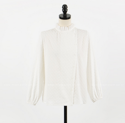 Textured Frilled Neck Blouse