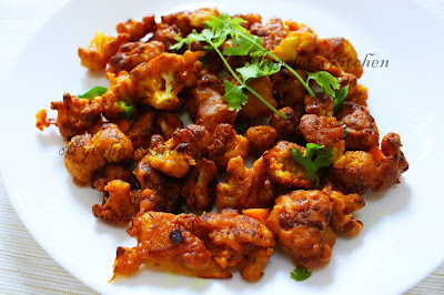 gobi 65 or cauliflower 65 fried cauliflower recipe easy simple tasty side dish 