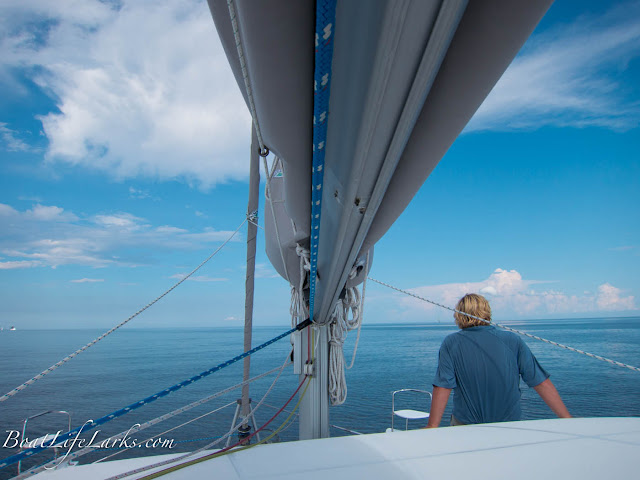 Sailing calm waters of Pamlico Sound, North Carolina