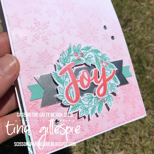 scissorspapercard, Stampin' Up!, CASEing The Catty, Peace & Joy, Joy To The World, Joy Dies, Winter Snow EF, Paper Pumpkin, Christmas