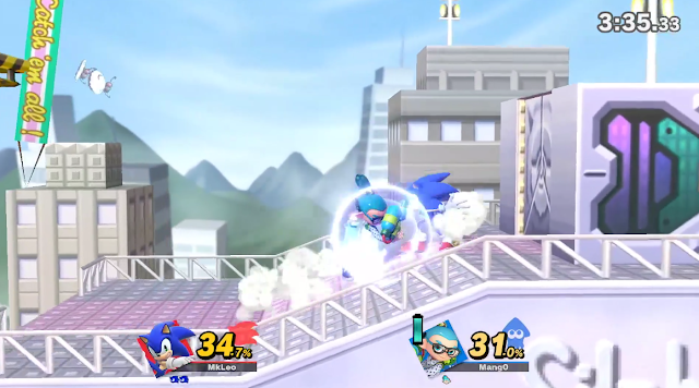 Super Smash Bros. Ultimate Saffron City stage Inkling Sonic