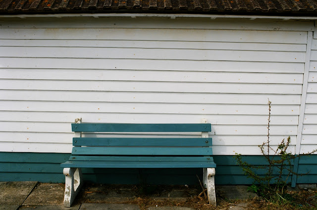 Beach hut bench, Deal, Kent