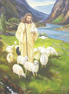 Nice famous painting of Jesus Christ  with sheep Picture