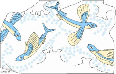 キクラデス文化・ミロス島フィラコピ遺跡・トビウオのフレスコ画 Flying Fish Fresco, Melos／©legend ej