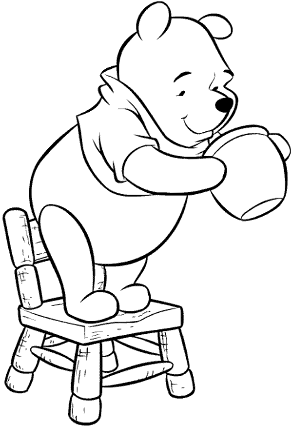 Drawing Winnie the Pooh and honey pot coloring ~ Child Coloring