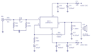  LM1875 20W audio amplifier circuit and explanation
