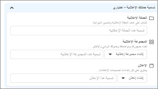 ادخال الهدف من الحملة الاعلانية والتعريف بها