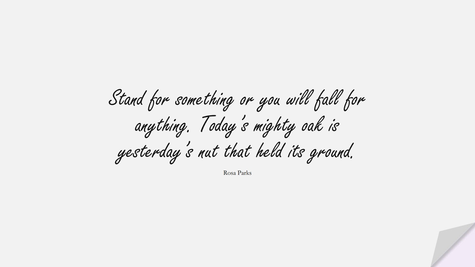 Stand for something or you will fall for anything. Today’s mighty oak is yesterday’s nut that held its ground. (Rosa Parks);  #CourageQuotes