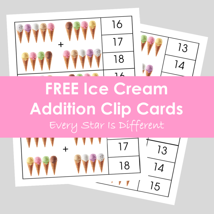 FREE Ice Cream Addition Clip Cards