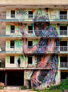Urban graffiti on old building