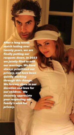 Celebrity Couple Sacha Baron Cohen and Isla Fisher Announce Amicable Split After 20 Years Together