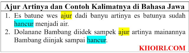 Ajur Artinya dan Contoh Kalimatnya di Bahasa Jawa