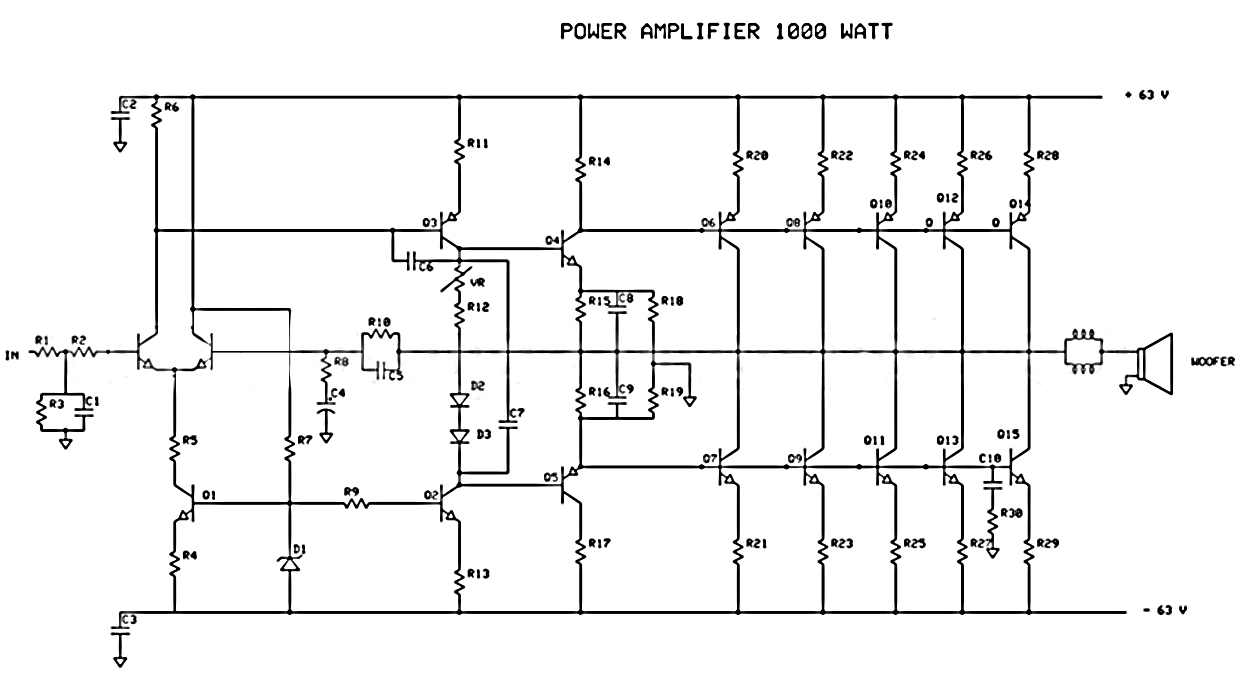 Make In Ohuja Amp 500 Watt Circuit With Channle - 1000w Power Amplifier Schematics - Make In Ohuja Amp 500 Watt Circuit With Channle