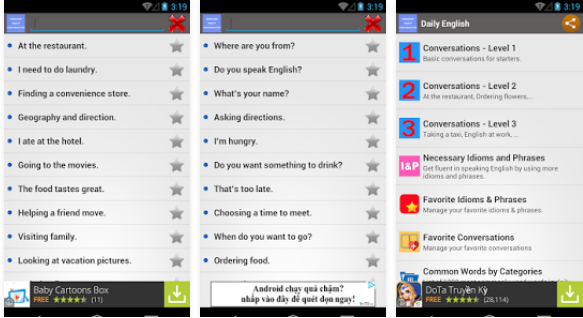 تطبيق Daily English Conversation لتعليم محادثات الانجليزي للأندرويد