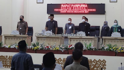 Paripurna DPRD, Bupati Tulang Bawang Sampaikan LKPJ Tahun Anggaran 2021