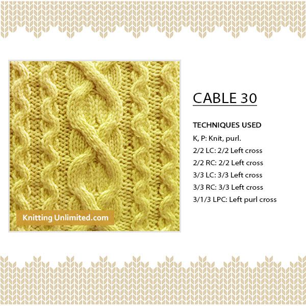 [Intermediate Cable Knitting] Spruce up your knitting with Cable No 30, 41 stitches and 16-row repeat. All it takes is a little bit of time, patience, and determination.