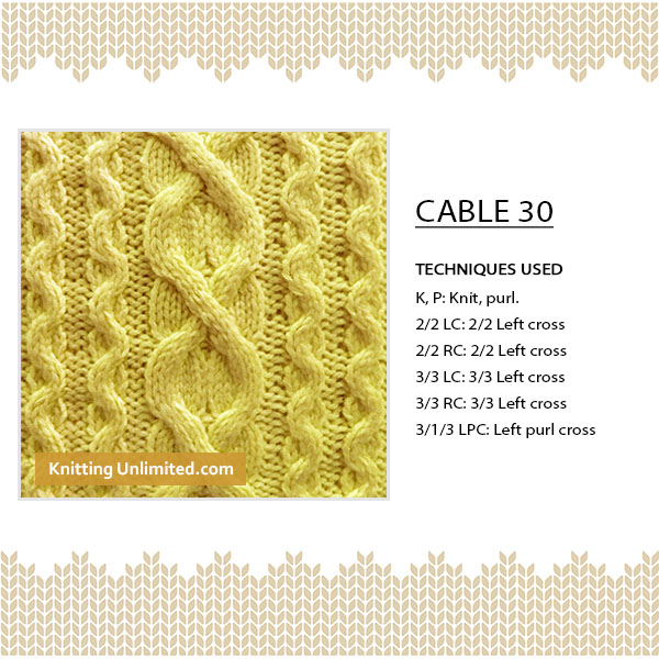 Cable 30, 31 stitches