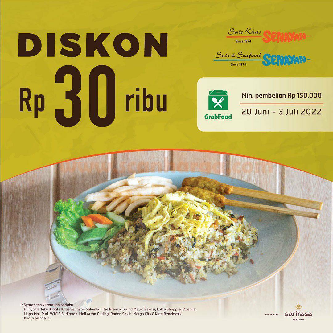 Promo SATE KHAS SENAYAN DISKON 30RB via GRABFOOD