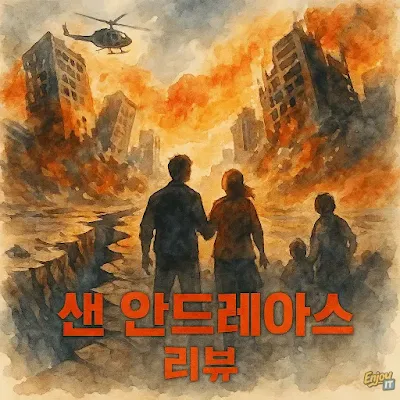 샌 안드레아스의 주인공 부부가 단층을 바라보고 있는 모습