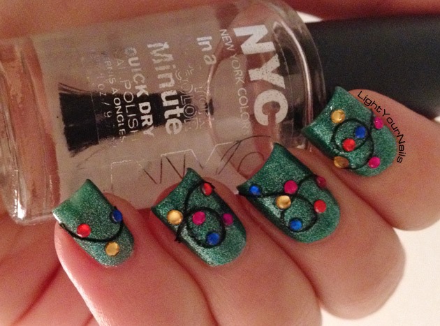 Christmas Lights nail art