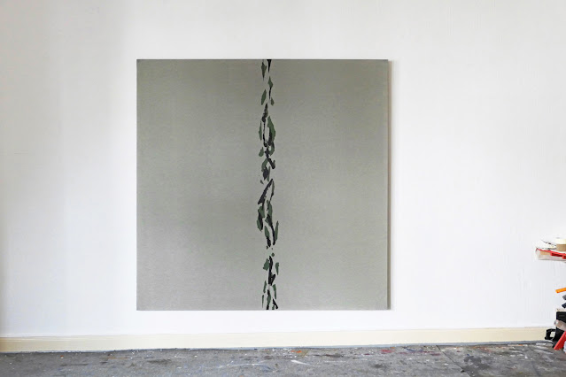 IS MARY's PLAIT FLAT ENOUGH? 185x185cm (72.8x72.8"), enamel and diluted lacquer paint on canvas, 2020.