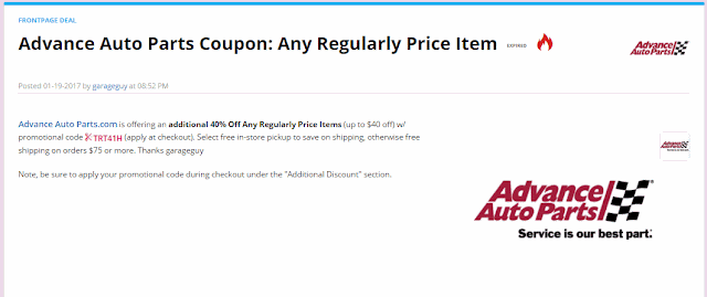 advanced auto coupon, trt30, trt40, trt41, slick deals