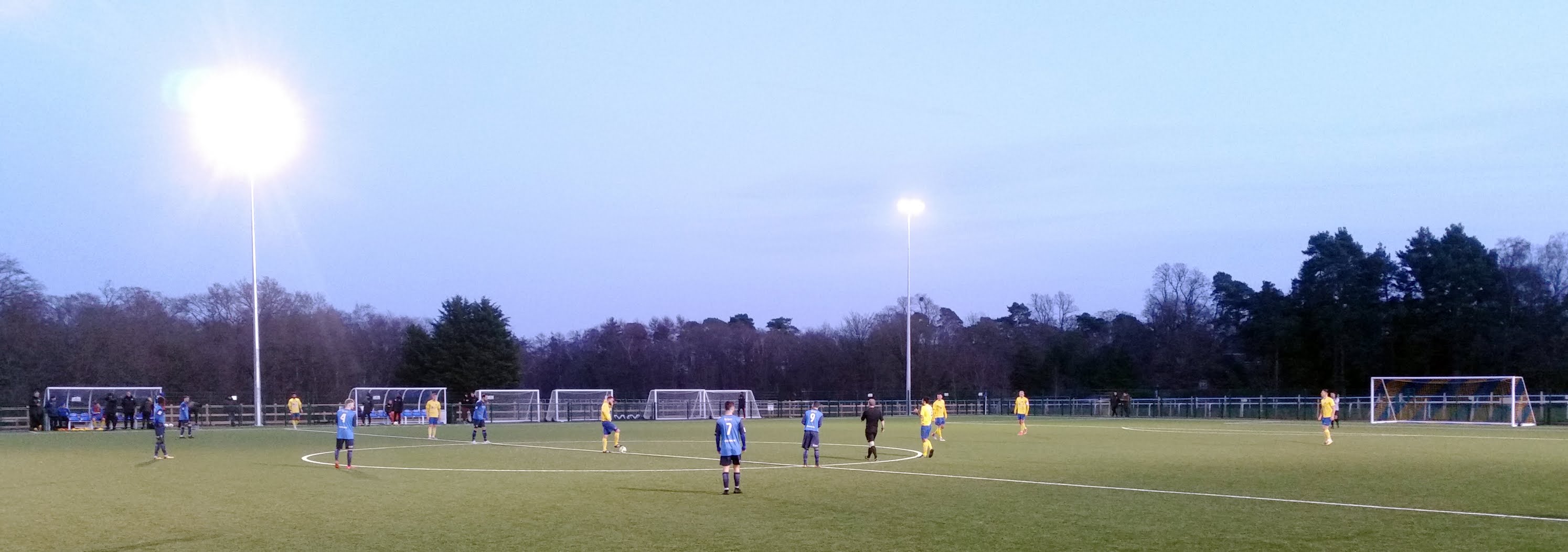 Players preparing for kick off to the second half of Ascot United vs. Knaphill