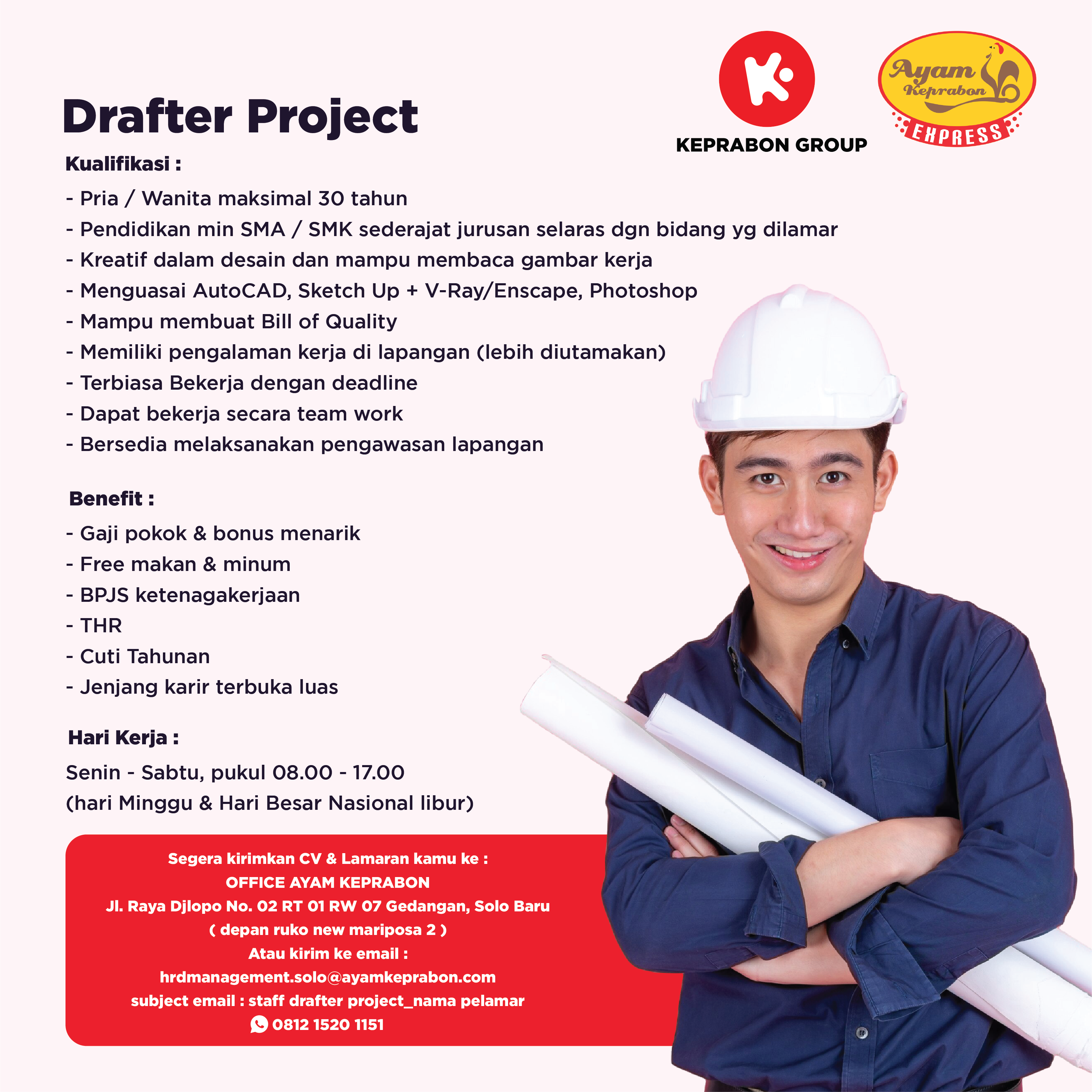 Loker Drafter Project, Desain Grafis, Audit Inventory Control Solo di Ayam Keprabon