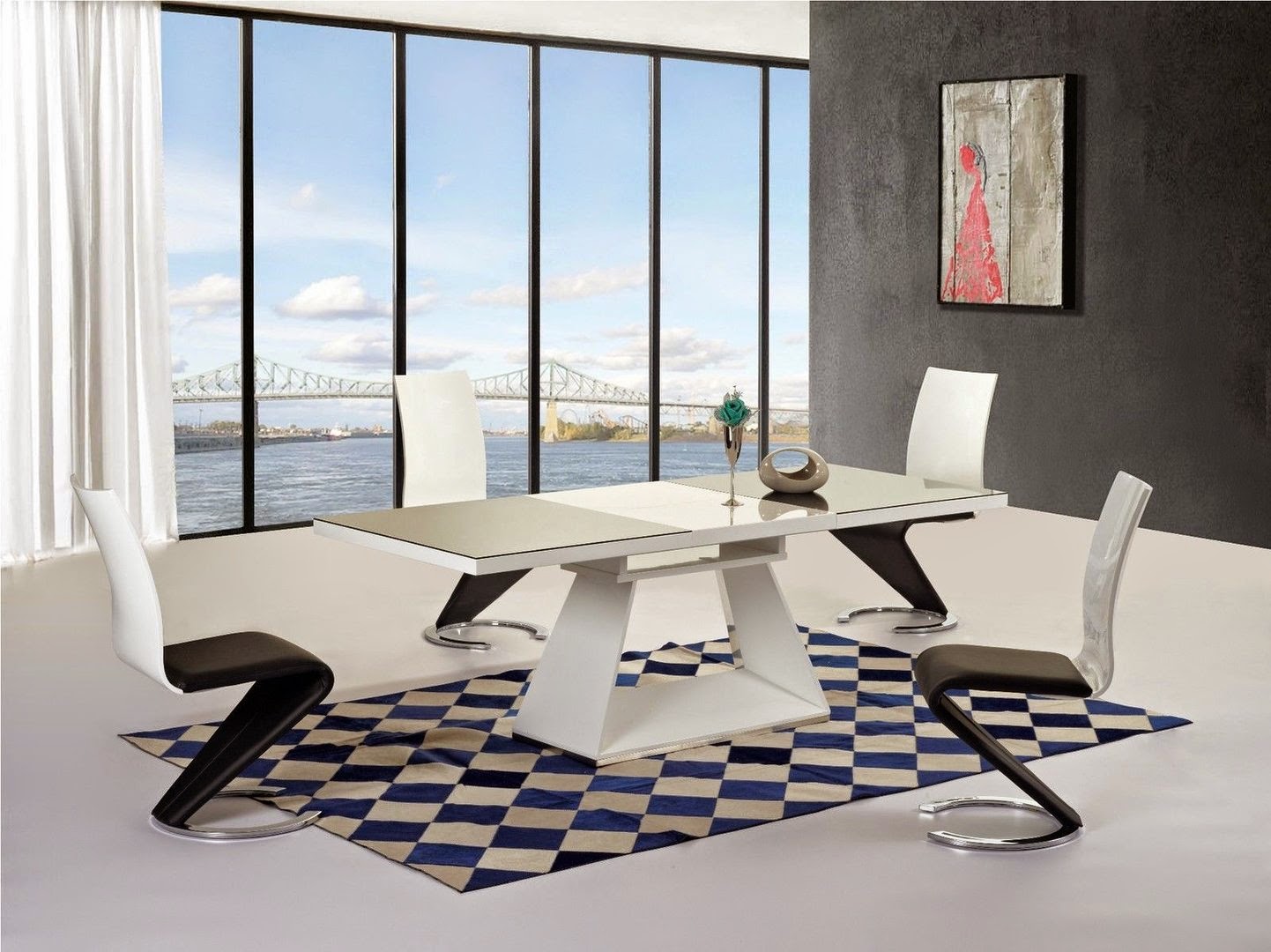 High gloss dining table and chairs