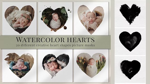 Watercolor Hearts Shapes Photo Masks