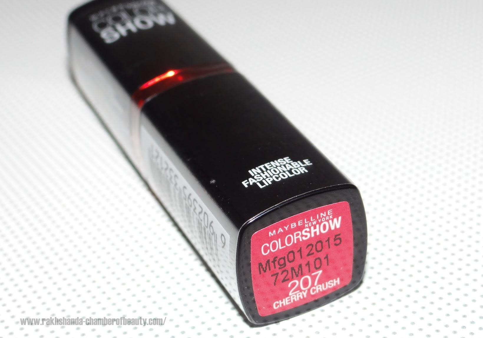 Maybelline Color Show lipstick in Cherry Crush-review, swatches